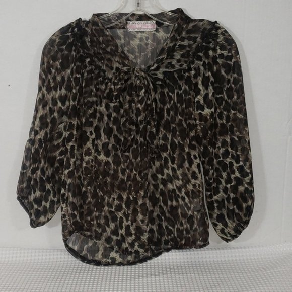 Maeve Tops - Anthropologie Maeve sheet animal leopard print ruffled blouse L
